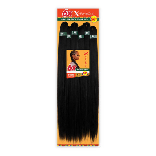 Sensationnel Xpression prestretched braiding hair - Kanekalon flame retardant smooth yaki braid hair extension 6X 58 inch (Color:1B OFF BLACK)