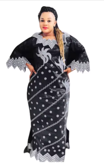 African Attire For Women Bazin Riche Embroidery Plus Size Elegant Party Church Dress